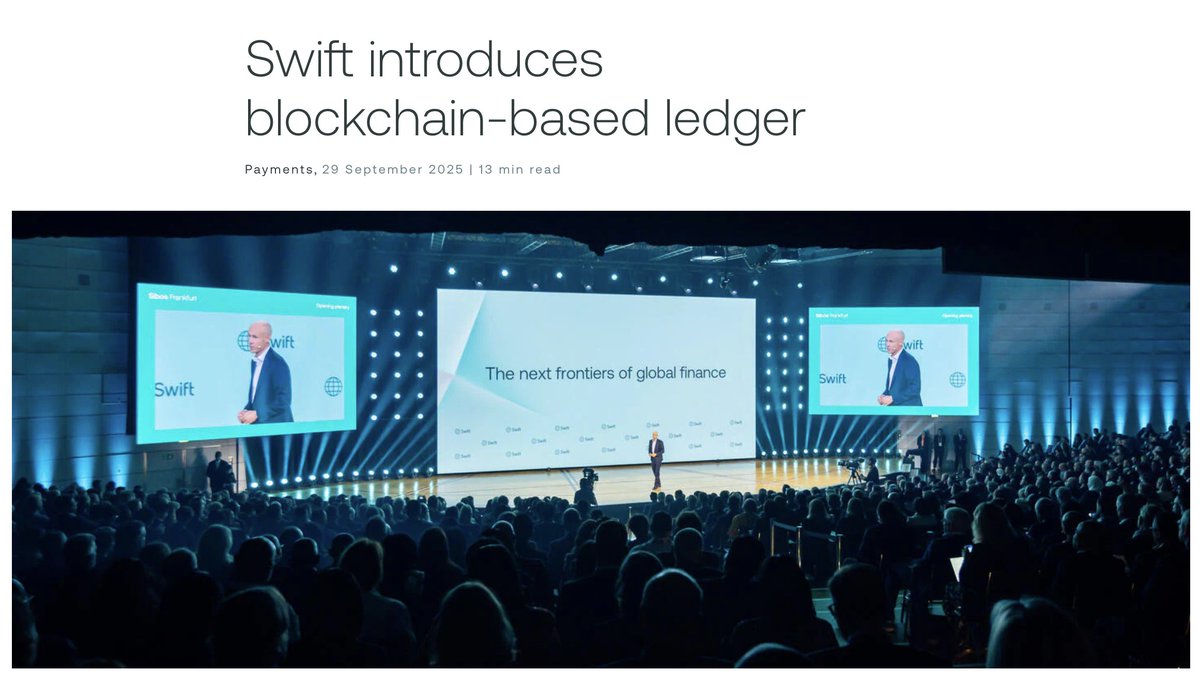 Swift — used by 11,500 financial institutions globally — announces a "blockchain-based ledger."

For this, Swift partners with Consensys, the Ethereum development company founded by Ethereum co-founder Joseph Lubin.

I would be surprised if it were not an Ethereum Layer 2.