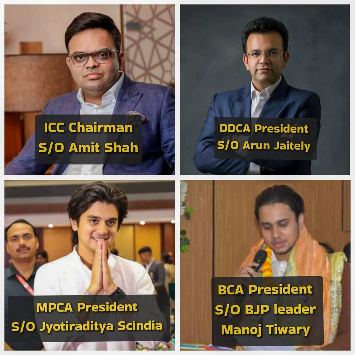 Future generations might think the full form of BCCI is - BJP Controls Cricket in India.
