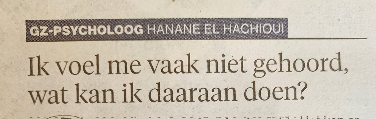 In Tubantia vandaag deze vraag van een lezer aan een specialist.
Haar antwoord: oké! Volgende patiënt!