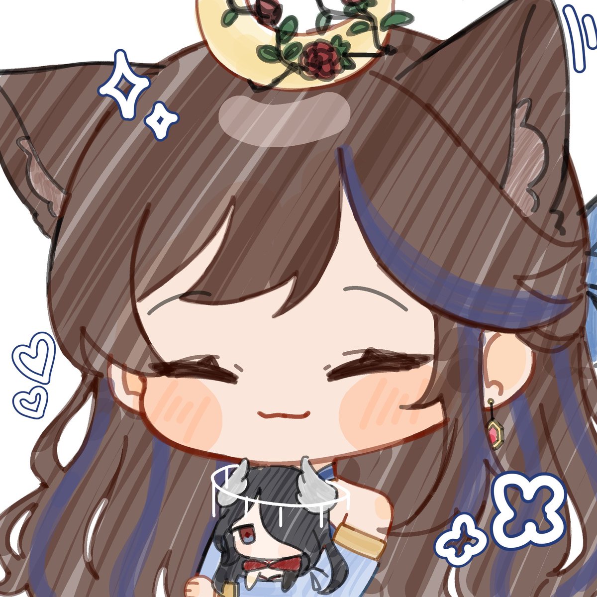 Last gift for Cobral's debut. We hug him a bunch because he's just the sweetest big man ^^, and congratulations on your debut once again 💙🦋 <a href="/CobralBaranzar/">BaranzarCobral VT😇🤖</a>

And thank you, Jet, you amazing little bean, always making such cute art 🥹🩵

🎨 <a href="/bztvzt/">Jet🪼</a>