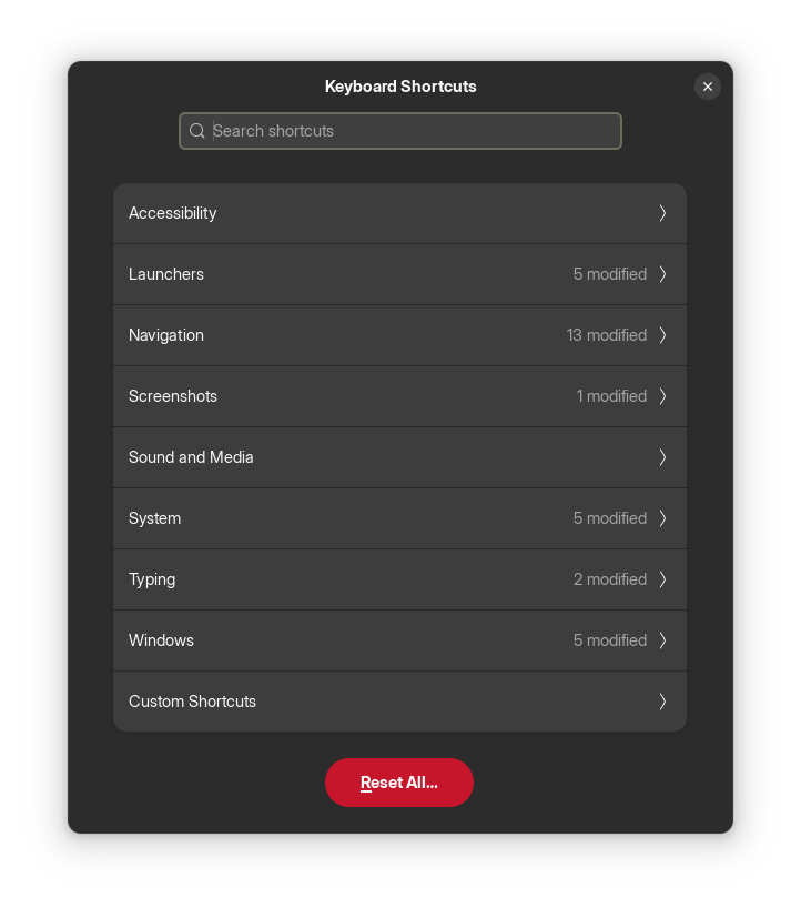 nunda pindah ke omarchy, karena masih males export segini banyak keyboard shortcuts😅

udah coba export via gsetting dan dconf editor, tapi result nya gak lengkap.