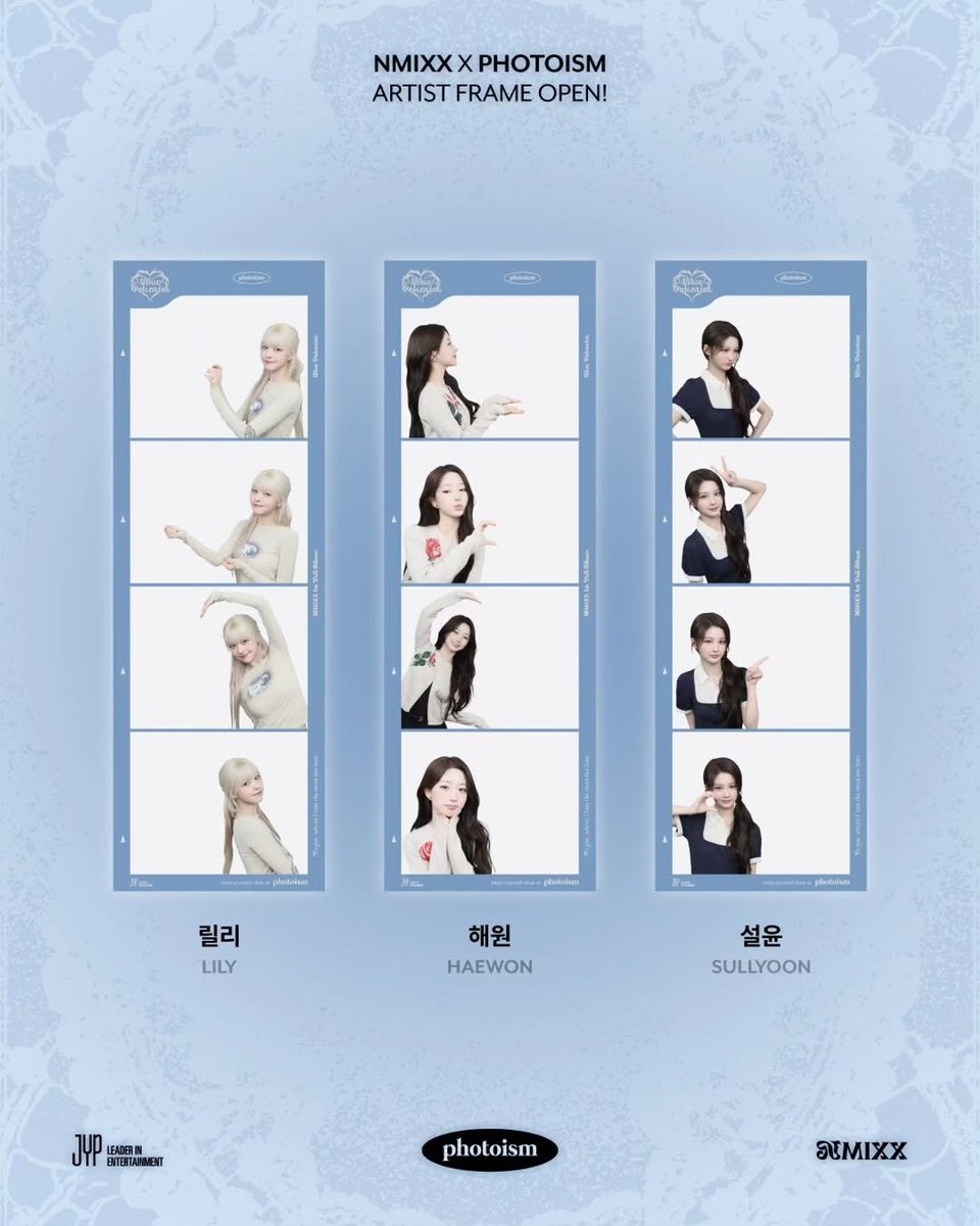 photoism_th_rp's tweet photo. PHOTOISM X NMIXX
ARTIST FRAME OPEN !

The <NMIXX> artist frame will be released on photoism to celebrate their 1st Full Album [Blue Valentine] release.

Take photos and make special memories with <NMIXX> at all of photoism stores from 10/1 - 11/30 (KST).

ONLY IN PHOTOISM
#PHOTOISM
#Photoism_th_rp
#NMIXX
