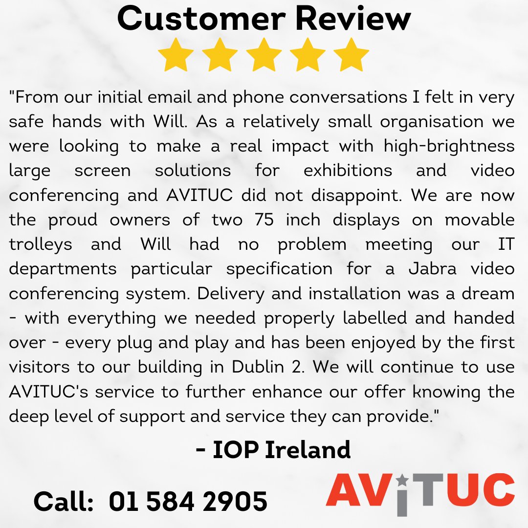 Avituc_Limited's tweet image. If you're unsure what AVITUC is all about then check out this wonderfully detailed review from IOP Ireland.  

Contact AVITUC today on 01 584 2905.

#ITIreland #AVIreland #TechSupport #CustomerSatisfaction #ClientReview #NationwideDelivery #IrishBusiness