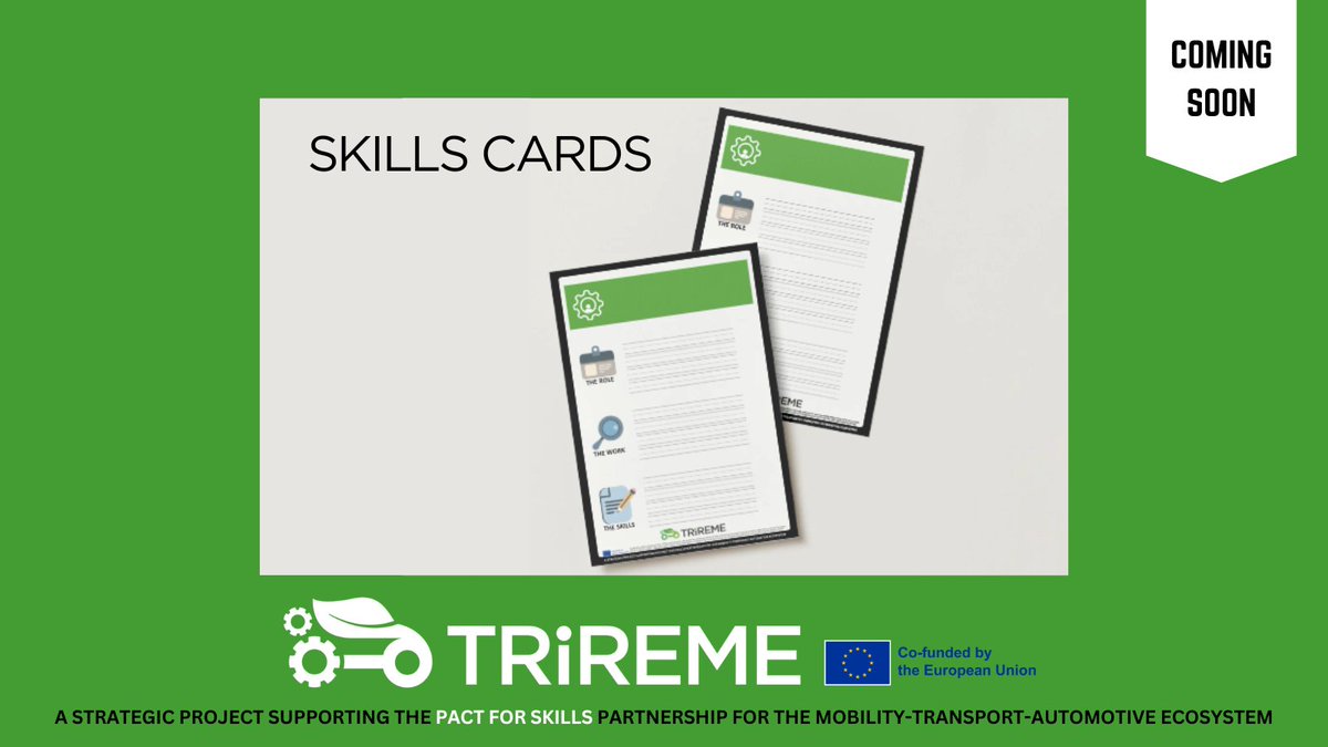 ProjectTrireme's tweet image. 🚗 Coming October 2025: the first TRIREME SKILLS CARDS!
A new tool mapping emerging roles &amp;amp; competences in the automotive sector

Full story on the Skills Cards launch 👇
project-trireme.eu/en/viewnews/25…

#ProjectTRIREME #AutomotiveMobility #Skills #FutureOfWork #ErasmusPlus
