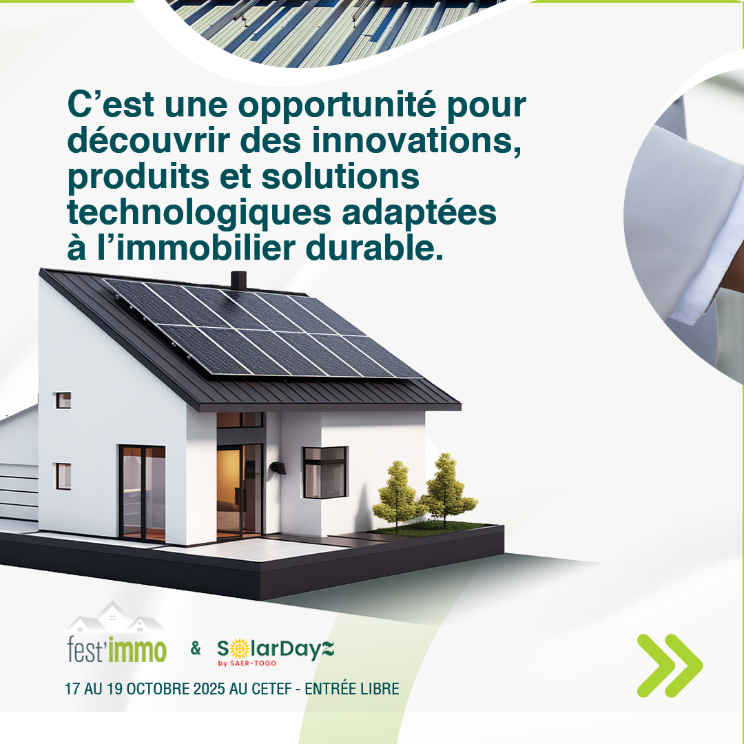 fest_immo's tweet photo. 🔴Le Salon de l'Immobilier et de l'Energie - #Festimmo &amp; #SolardayZ - Edition 2025
Pourquoi il faut absolument y participer? Suivez ce carousel.
RDV les 17, 18 et 19 Octobre 2025 au CETEF TOGO 2000
🟢ENTRÉE LIBRE ET GRATUITE
Contacts : +228 9292 2464 / 9797 2464
#saertogo #Togo https://t.co/jY43KxvQBa