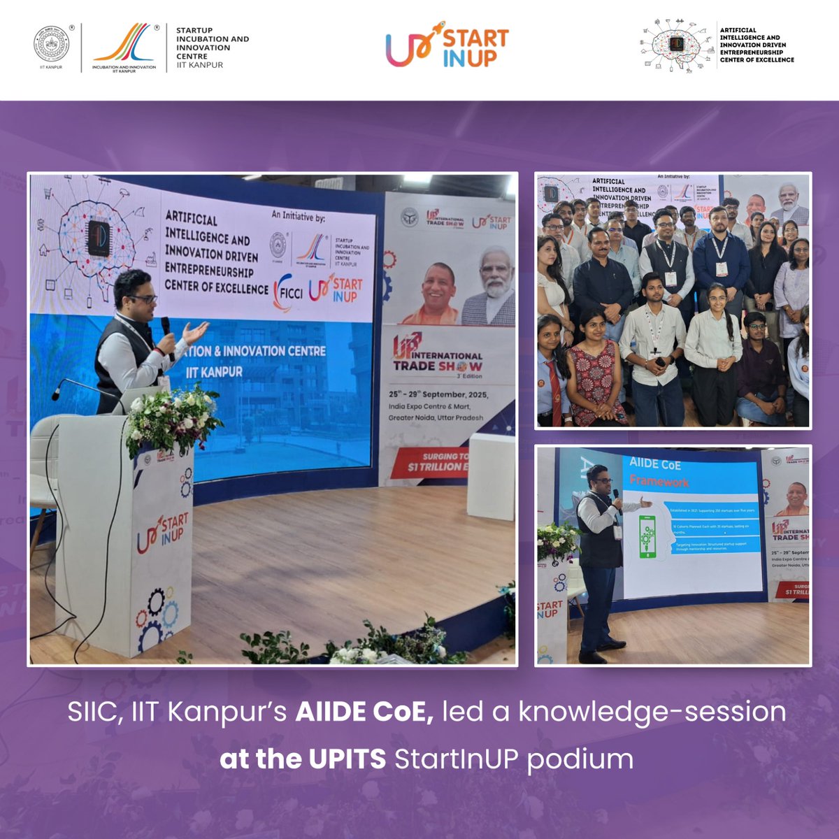 incubatorIITK's tweet image. AIIDE CoE, SIIC @IITKanpur showcased its innovation framework at #UPITS2025 
From mentorship &amp;amp; technical expertise to real-world projects—traffic mgmt with UP Govt &amp;amp; neonatal healthcare with startups like CodeMate AI, xTerra Robotics &amp;amp; Medantrik®.
#AIIDE | #StartupEcosystem