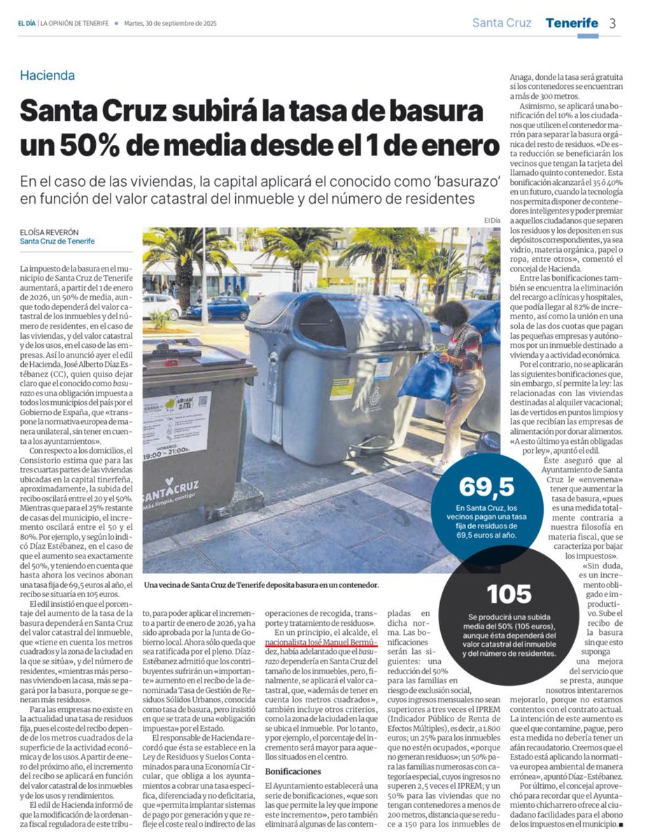El <a href="/santacruz_ayto/">Ayuntamiento de Santa Cruz de Tenerife</a> pondrá todos los medios a su alcance para amortiguar mediante bonificaciones y facilidades el conocido como “basurazo”: la imposición del Gobierno central de incremento desmesurado e injustificado de la Tasa de Basura sobre el bolsillo de todos los ciudadanos
