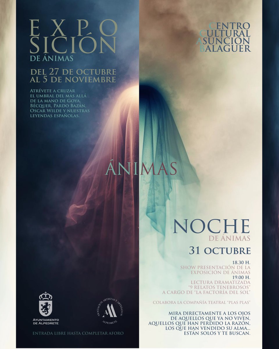🎭Agenda cultural octubre 🌟

📚El mes de octubre regresa a Alpedrete con un amplio abanico de alternativas culturales para todos los públicos. Un programa con teatro, exposiciones, títeres, espectáculos con música o  propuestas literarias. Como es habitual, el Centro Cultural