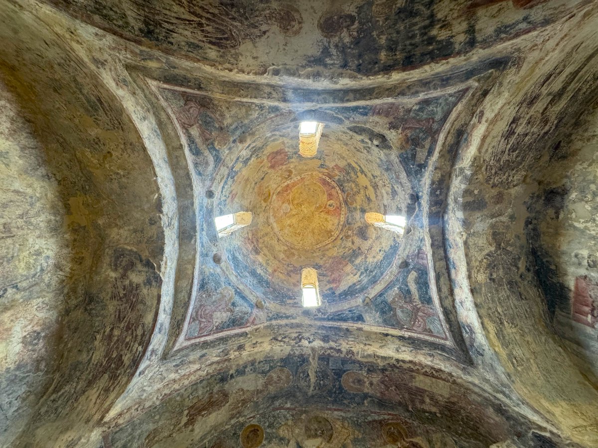 During my recent tour of the Greek Peloponnese, I came upon a Byzantine church dating back to the 13th century. Located in the village of Nomitsi, it is dedicated to Saints Cosmas and Damian, and contains many beautiful albeit faded frescoes, all bathed in heavenly light.