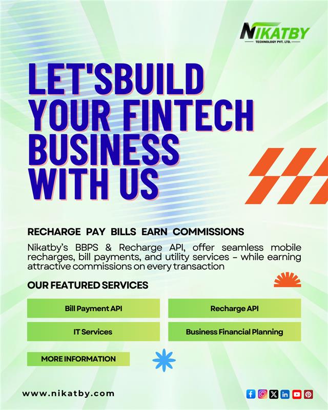 nikatby's tweet image. 🚀 Build Your Fintech Business With Us!
From Bill Payment API to Recharge API, IT Services, and Business Financial Planning – Nikatby has you covered.
With our BBPS & Recharge API,
🌐 nikatby.com
#Nikatby #Fintech #RechargeAPI #BillPaymentAPI #BBPS #DigitalPayments