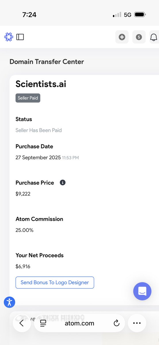 sndp_sarao's tweet image. Thanks to god and @atomHQ
Sold Scientists .ai
HR
HT 2 year +
More you share more you get … keep sharing 
#domain