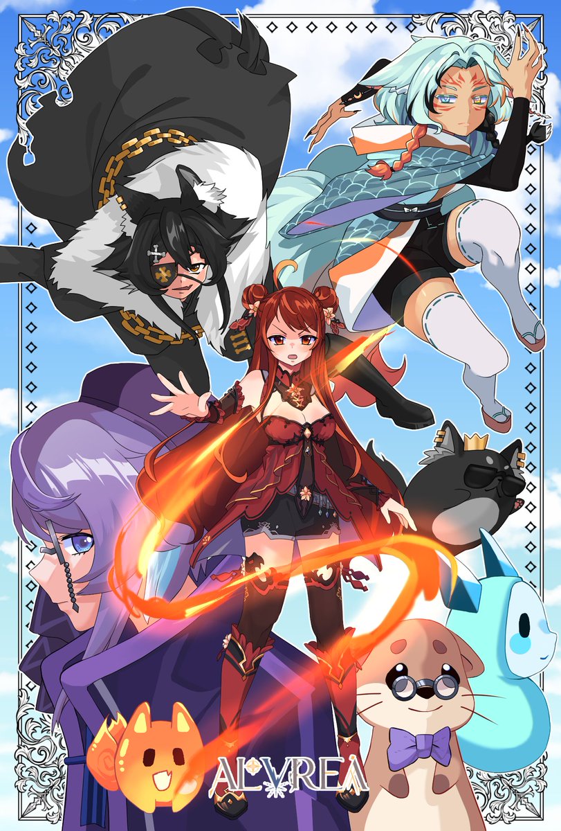 Rufuswolfenson's tweet photo. I am done !! 

My first ever illustration for @Virtual_Alvrea 
Group cover ! 

Thank you everyone for accepting me to the party !
Posting timelapse later !

@RioTriandrus @Ryuriia @nemui_teru 

#envtuber #alvrea #illustration https://t.co/ibXwSxtYab