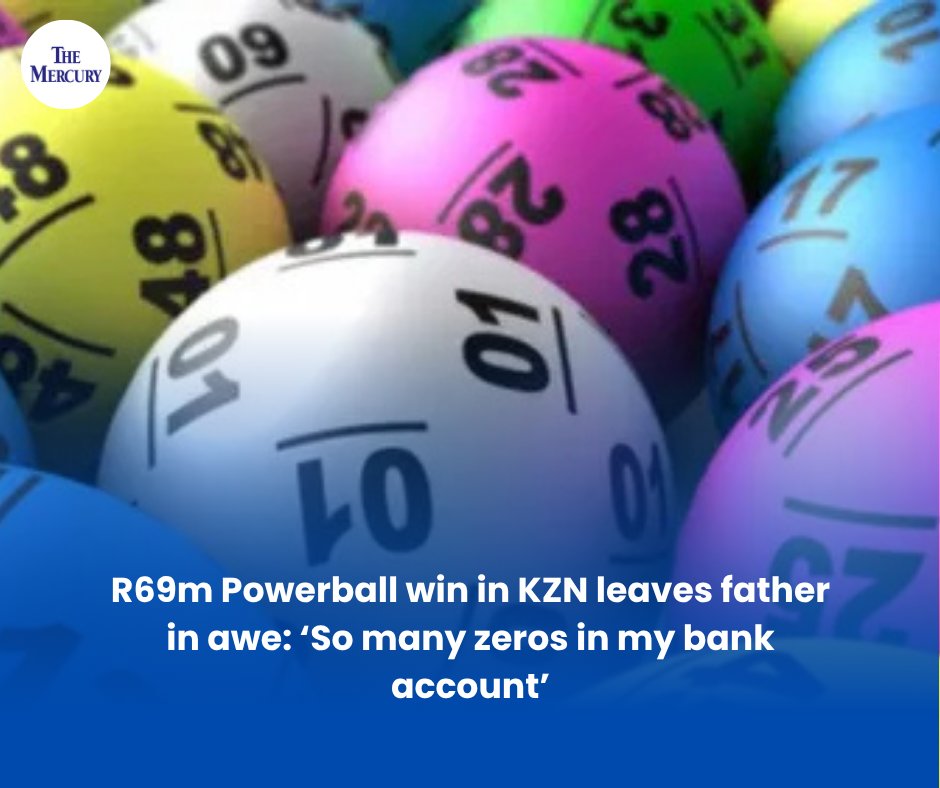 TheMercurySA's tweet photo. Empangeni man claims R69m Powerball jackpot from the September 23, 2025 draw! He plans to use his winnings to create generational wealth for his family.
#Powerball #LotteryWinner #Empangeni #KZN #SouthAfrica #Ithuba #GenerationalWealth
Read more: https://t.co/KWALuLKaQ9 https://t.co/9lZsW2X30V