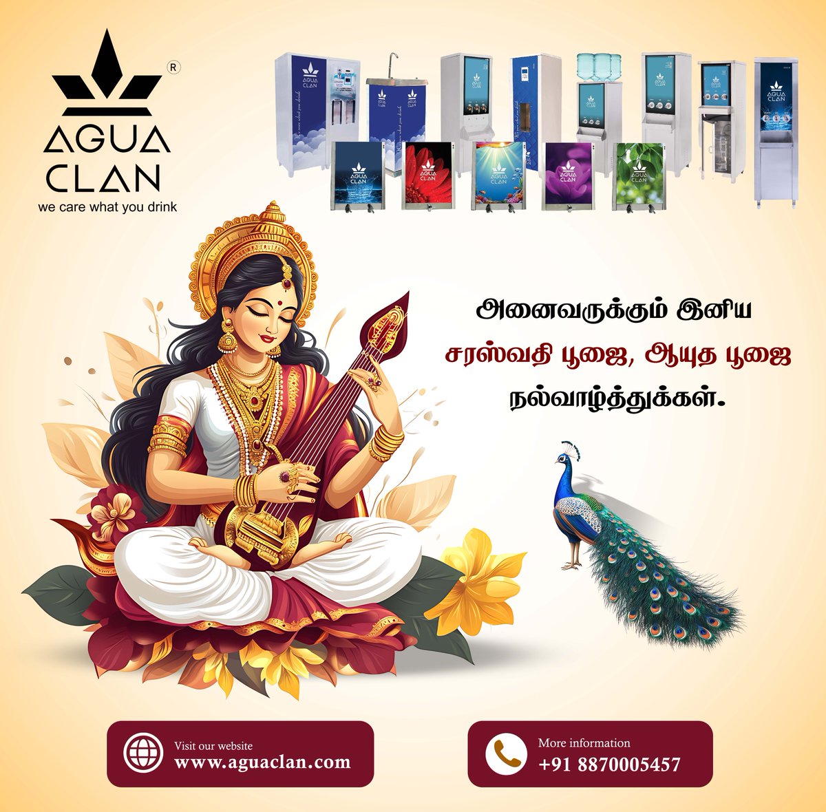 aguaclan's tweet photo. 🌸✨ Wishing Everyone a Blessed Saraswathi Pooja &amp; Ayudha Pooja ✨🌸

📚⚙ May wisdom, prosperity &amp; success brighten your life.

🙏 Aguaclan Water Purifiers Pvt. Ltd. wishes you Happy Festivities! https://t.co/ctxLHZFj0k