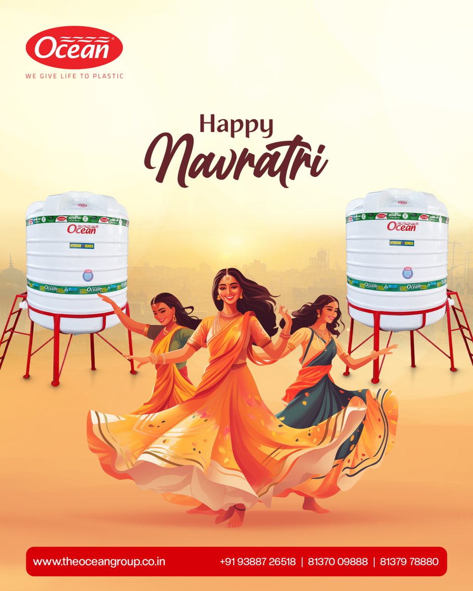 Ocean_Polymers's tweet photo. Celebrate strength, tradition &amp; togetherness this #Navratri 💃✨
Ocean wishes you a season filled with joy, colors &amp; prosperity! 🌸
#HappyNavratri #OceanGroup🌸
#HappyNavratri #OceanGroup #Navratri2025 #GarbaNights #FestivalOfStrength #DurgaMaa #Shakti #OceanTanks #FestiveVibes https://t.co/MIL6VM4e5A