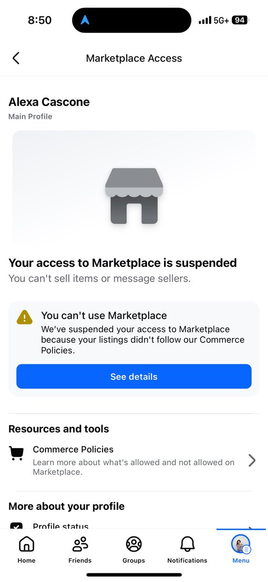 AlexiePexie's tweet photo. 8 days of being suspended on @facebook marketplace for falsely accusing that I’m selling counterfeit. Never have. Never will. High rated seller badge with 100s of positive reviews. Lost hundreds of dollars in sales @Meta please fix this. #metahelp #facebookhelp https://t.co/RdizRMcmEA