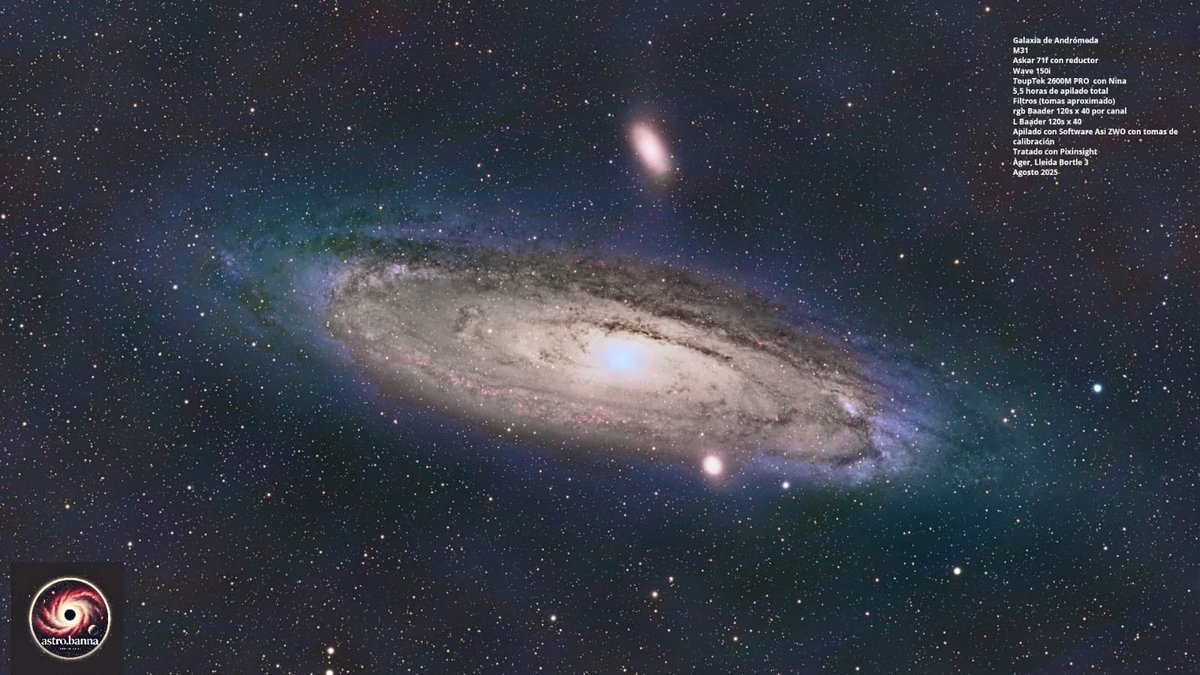 Aquí os presento mi mejor m31 la galaxia de andromeda’s! Que está en órbita de colisión con la Vía Láctea, pero tranquilos, ya hará mucho tiempo que no existiremos para verlo… 
#astronomia #cielosESA