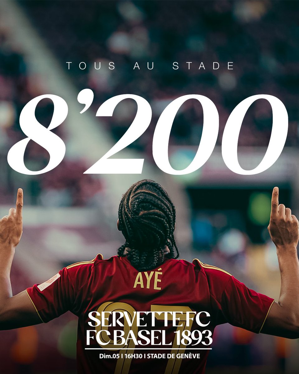 ServetteFC's tweet image. 🔥 𝗧𝗢𝗨𝗦 𝗔𝗨 𝗦𝗧𝗔𝗗𝗘 🔥

Vous êtes déjà plus de 8'200 personnes à avoir un abonnement ou un billet pour le choc de ce dimanche 💪 🌋

Rejoignez le peuple grenat 👉 bit.ly/4mDwgX2

#NotreVilleNotreClub