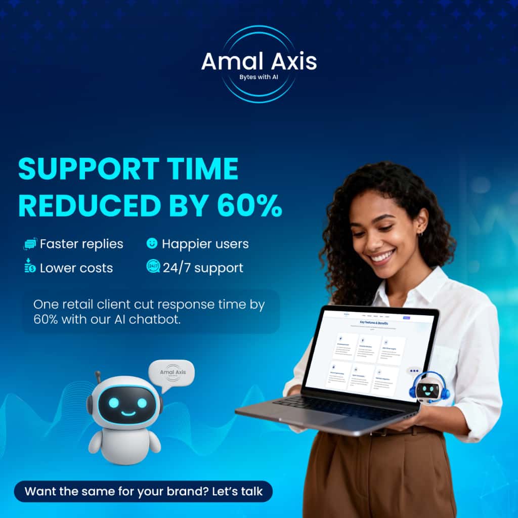 AiAmalaxis's tweet image. 🚀 From Idea to Impact: At Amal Axis, we design and build custom AI solutions from scratch—tailored to your business needs, scalable for the future, and ready to unlock new opportunities. ✨
#AmalAxis #ArtificialIntelligence #CustomAISolutions #AIInnovation #MachineLearning #NLP