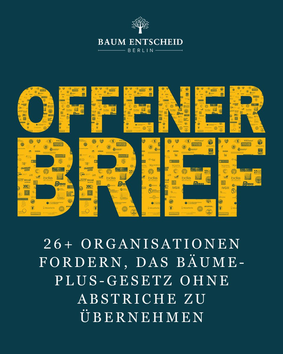 baumentscheid's tweet photo. Unser Appell an das AGH!
80 % der Berliner:innen, 70+ Orgas & 8 Parteien stehen hinter dem #BäumePlusGesetz – dem ersten Klimaanpassungsgesetz Deutschlands. 🌳
Jetzt heißt’s: Beschließen. Komplett. Ohne Tricks.
👉 https://t.co/Z6B71WGRAq
#BaumEntscheid #Klimaanpassung https://t.co/KSG13MXXfH
