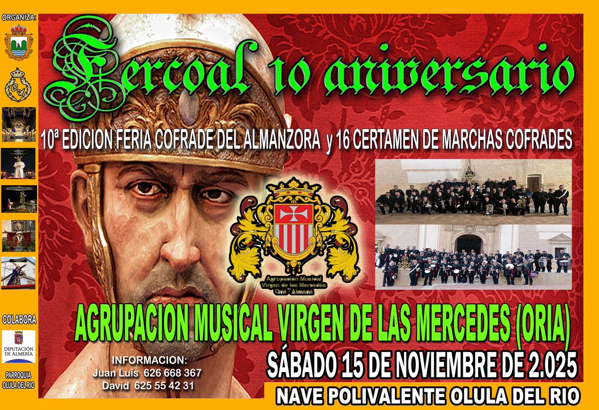 #Bandas | ¡𝐀𝐆𝐑𝐔𝐏𝐀𝐂𝐈𝐎𝐍 𝐌𝐔𝐒𝐈𝐂𝐀𝐋 𝐕𝐈𝐑𝐆𝐄𝐍 𝐃𝐄 𝐋𝐀𝐒 𝐌𝐄𝐑𝐂𝐄𝐃𝐄𝐒 𝐃𝐄 𝐎𝐑𝐈𝐀! 💣💣💣

Hoy le toca a una de nuestras formaciones con más participaciones en la historia de FERCOAL.

SABADO 15 NOVIEMBRE 2025 🟩