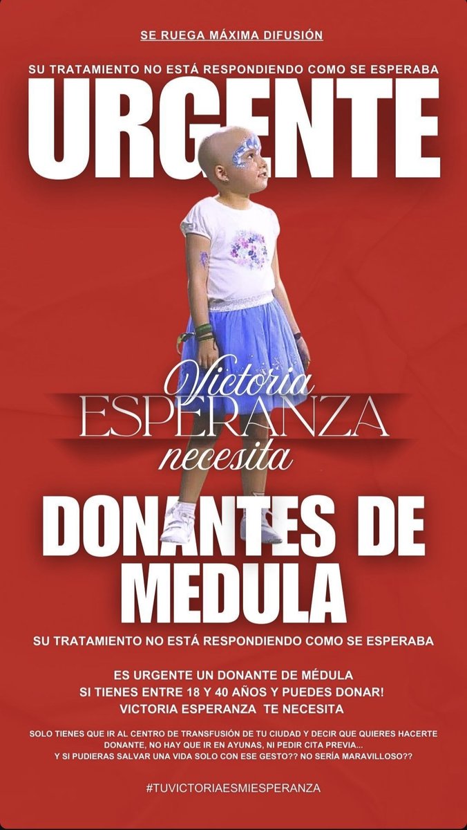 mmloopez's tweet photo. 💙Se Ruega MÁXIMA Difusión!! Victoria Esperanza necesita donantes de Médula su tratamiento NO está respondiendo como esperaba 🥺 Solo tienes que ir al centro de transfusión de tú ciudad 🙏 #YoMeRebelo30S 💙 https://t.co/k4xm0CP9Rd