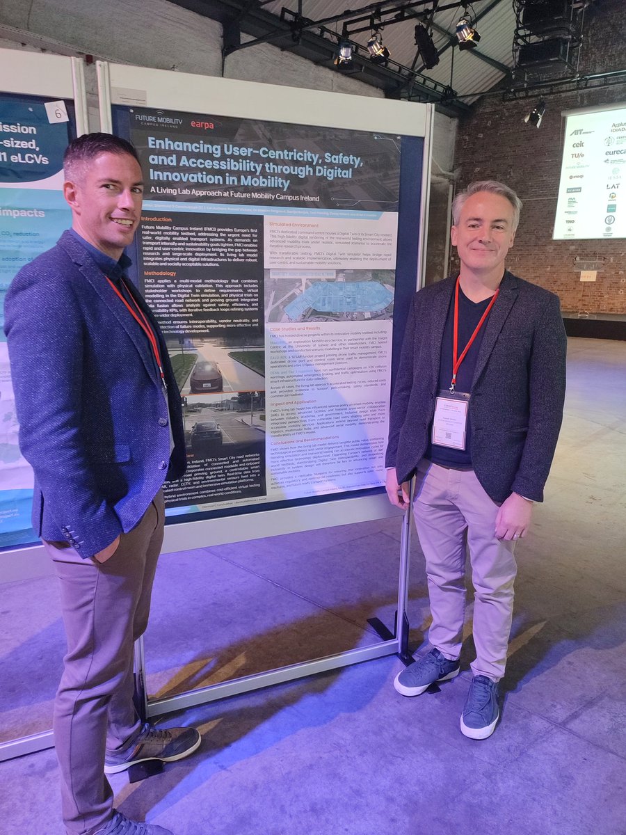 #FMCI CEO and R&amp;D Funding Manager; Russell Vickers and Diarmuid Ó Conchubhair presenting FMCIs poster showcasing Ireland's growing role in future mobility and automated vehicle research <a href="/EARPA_/">EARPA</a> Form Forum in Brussels this week. #EARPA #FORMFORUM #FutureMobility #CAV
