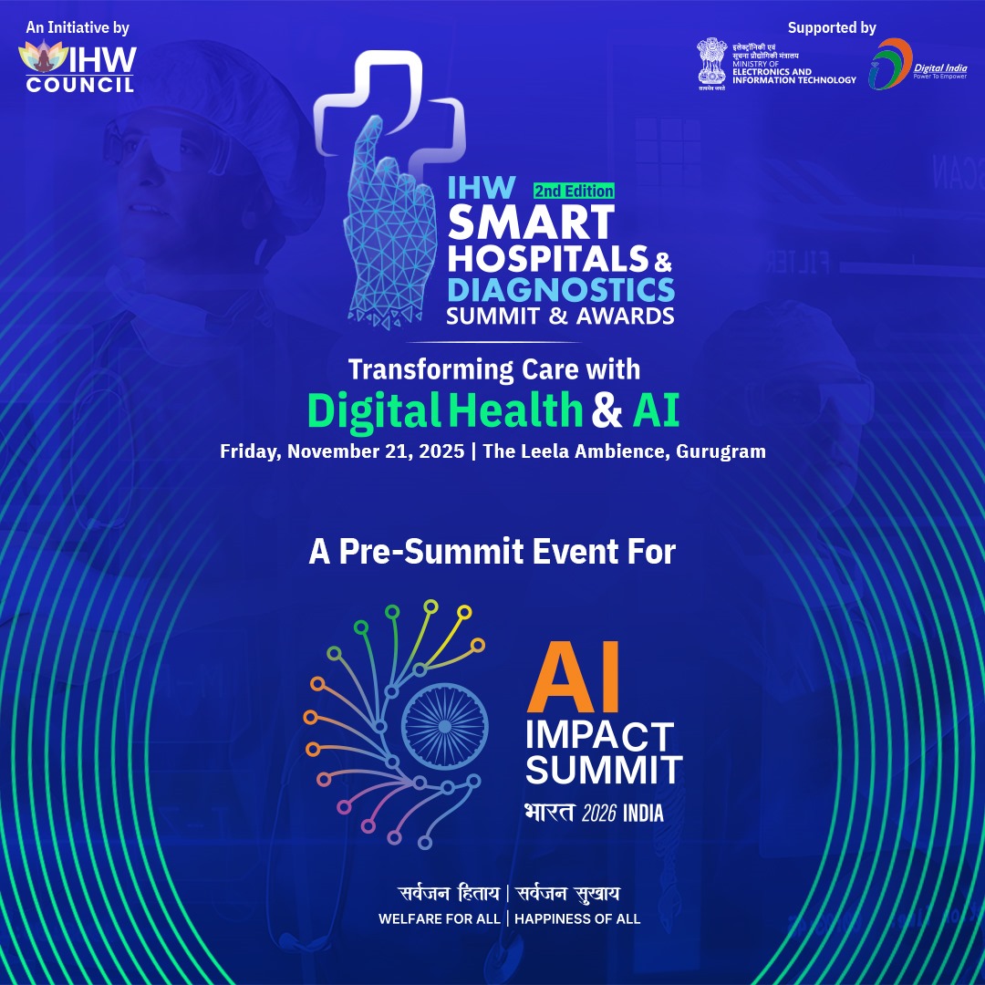 IHWCouncil's tweet image. Thrilled to share that IHW Council will lead the Healthcare vertical at #AIImpactSummit2026, supporting the GoI’s vision!   

Join us at the 2nd SMART HOSPITALS &amp;amp; DIAGNOSTICS SUMMIT &amp;amp; AWARDS – Pre-Summit.  

🗓️ 21 Nov 2025 | Gurugram
ihwcouncil.org/smart-hospital…

@OfficialINDIAai