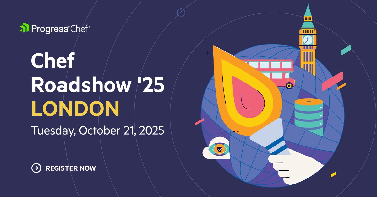 chef's tweet image. We’re bringing the Progress Chef Roadshow ’25 to London, UK!

📅 October 21, 2025
📍 Royal Air Force Club, 128 Piccadilly
💡 Free to attend

Seats are limited—secure your spot today: prgress.co/46h6eCD

#ChefRoadshow25 #London #DevOps #Automation