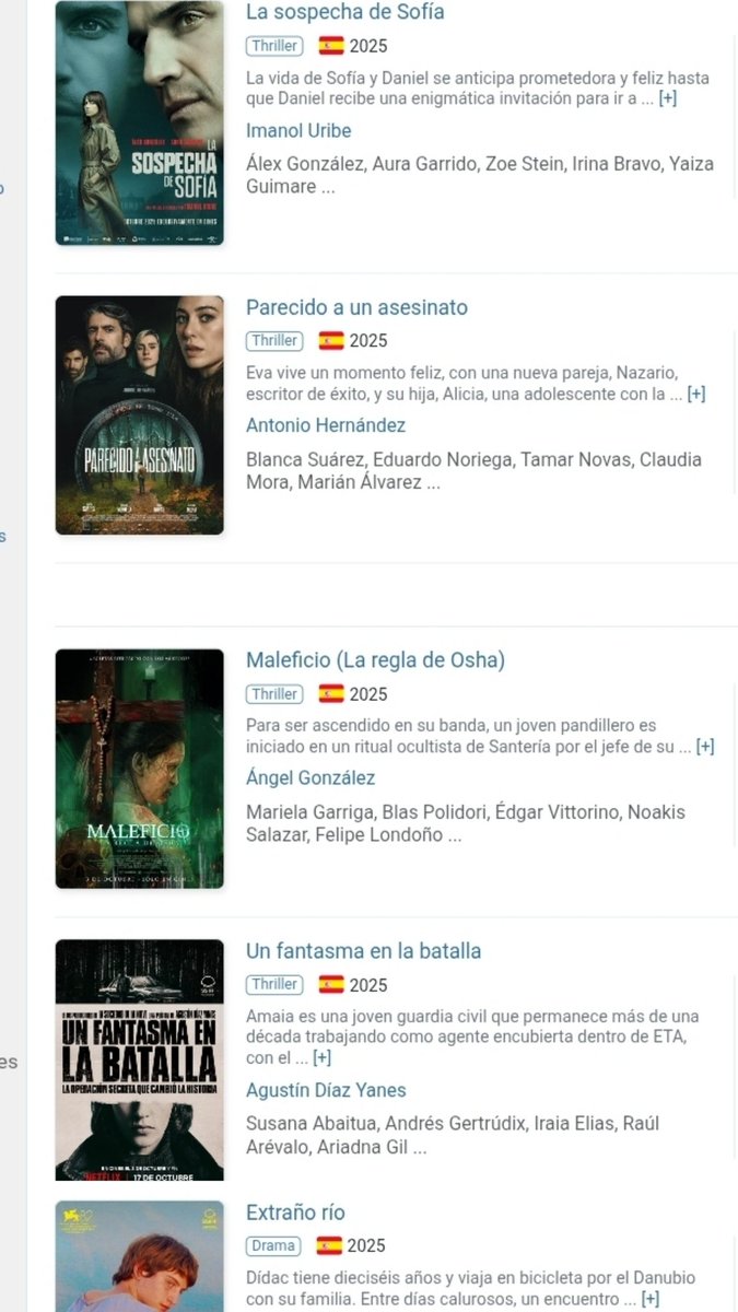 cinespain1's tweet photo. De los 15 estrenos este viernes 6 son pelis españolas, 4 de ellos thrillers que no tenían ninguna necesidad de elegir esta época sangrienta del año #parecidoaunasesinato #unfantasmaenlabatalla #maleficio #laverdaddesofia https://t.co/YK1qaqpHlk