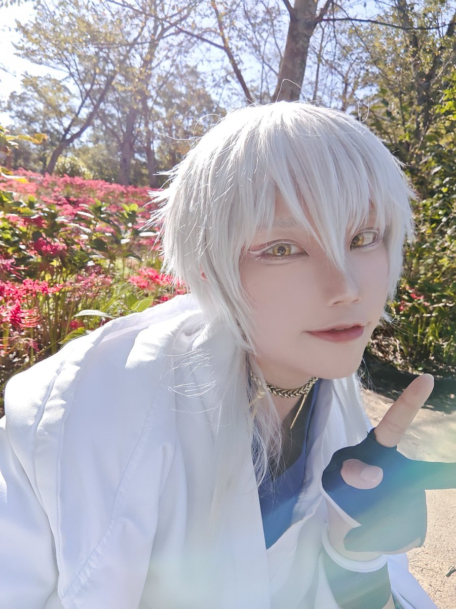 おそほー
本日鶴丸してました
710ちゃん鶴丸と一緒に彼岸花ロケ〜🙌
めっちゃ天気よくて暑かったけど、楽しかった！撮りたい理想と現実に苦戦してたケドね😂