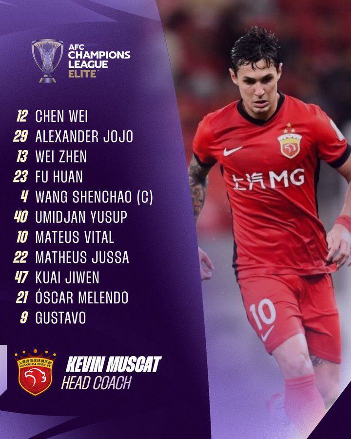 📋 スターティングXI | 🇯🇵 サンフレッチェ広島 🆚 上海ポート