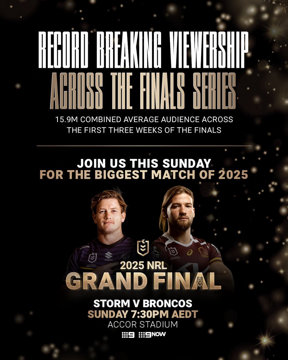 Insane numbers by the @nrl from last weekend. 
🏉Most watched single broadcast ever of Fox. 
🏉Biggest Prelim finals audience ever for any Australian code (5.2 million )
🏉120 million Social media engagements
🏉 Both games sold out 
#nrl #nrlfinals