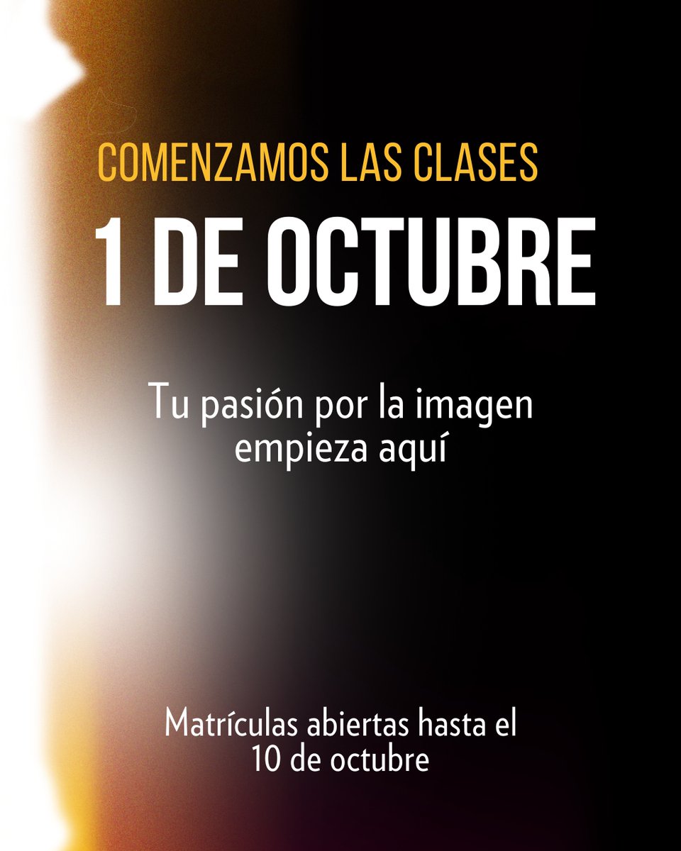 📸 Tu pasión por la fotografía empieza ahora.

El 1 de octubre arrancan las clases en PIC.A.
Con un plan de estudios de 5 años para formarte como fotógrafo y abrirte camino en el sector.

🖊 Matrículas abiertas hasta el 10 de octubre
🔗 alcobendas.org