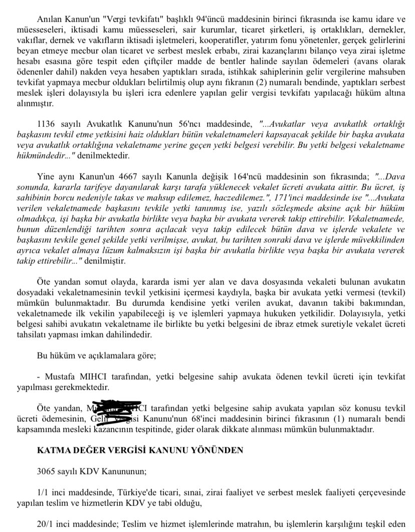 okandogan62's tweet photo. 1) Avukatların tevkil işlemleri ilişkin
Özelge ektedir. Tevkil Kazancı elde eden her türlü serbest faaliyeti serbest meslek kazanci olduğundan bedeli gelir ve kdv yönünden beyan edecek ve makbuzu gelir vergisi tevkifatlı düzenleyecek. https://t.co/buVezhUeKP