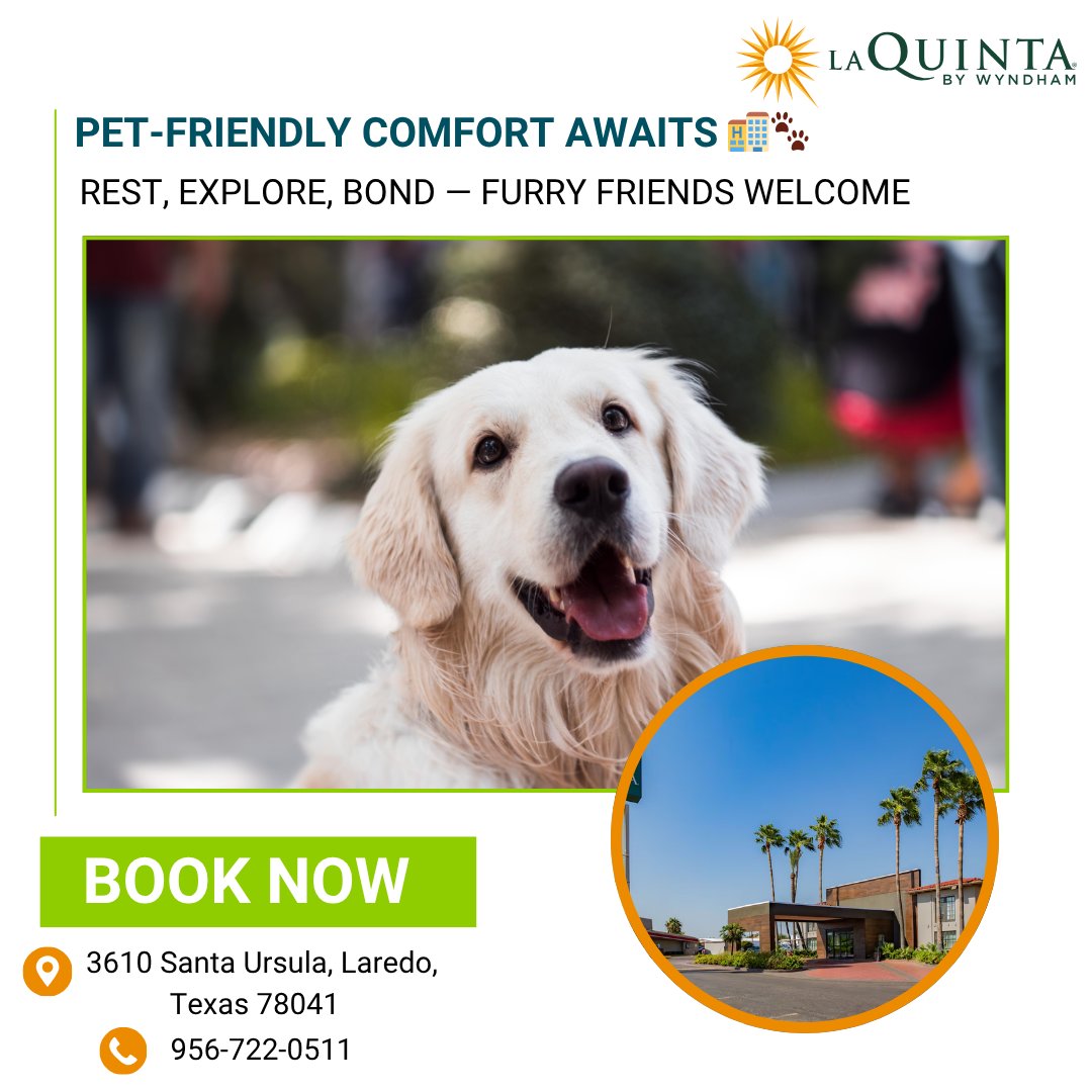 InnLaredo's tweet photo. Relax, roam, repeat 🏨🐾
Bring your pets along for the journey.
📍 3610 Santa Ursula, Laredo, Texas 78041
📞 956-722-0511
#StayWithPets #PetFriendlyTravel #LaredoTX #HotelLife https://t.co/EHiwnDpHMp