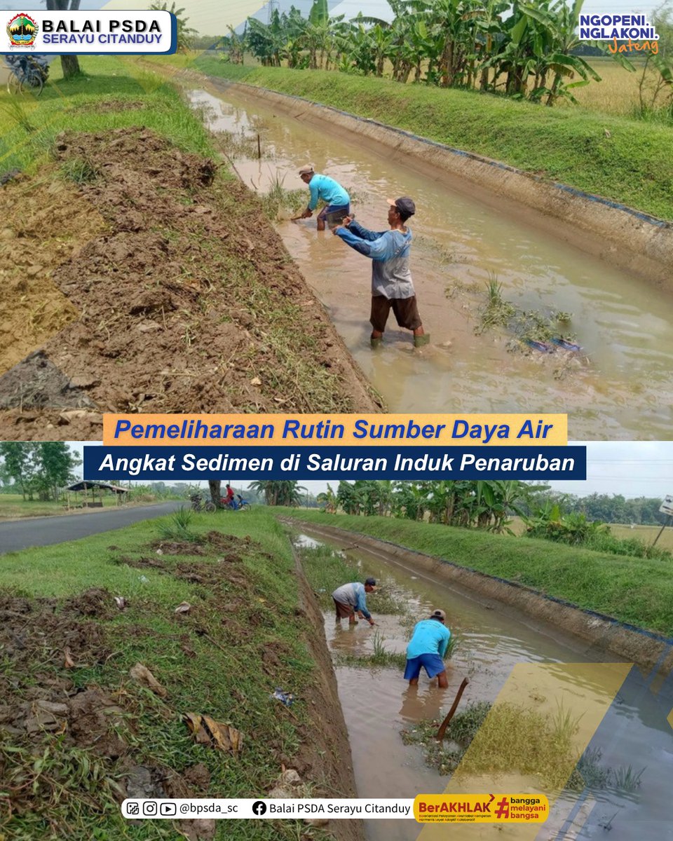 Pemeliharaan Rutin Kegiatan Angkat Sedimen di Saluran Induk Penaruban DI Krenceng Hm 119 yang terletak di Desa Karangkemiri Kec. Kemangkon Kab. Purbalingga