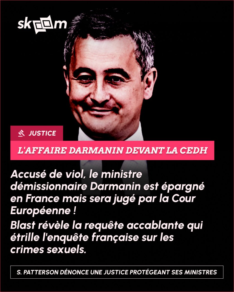 💥 ALERTE ! L'affaire Darmanin repris devant la #CEDH

Accusé de viol, le ministre démissionnaire #Darmanin est épargné en France, mais sera jugé par la #CourEuropéenne ! Sa victime dénonce une justice laxiste protégeant ses ministres.

<a href="/blast_france/">BLAST, Le souffle de l'info</a> révèle la requête accablante.