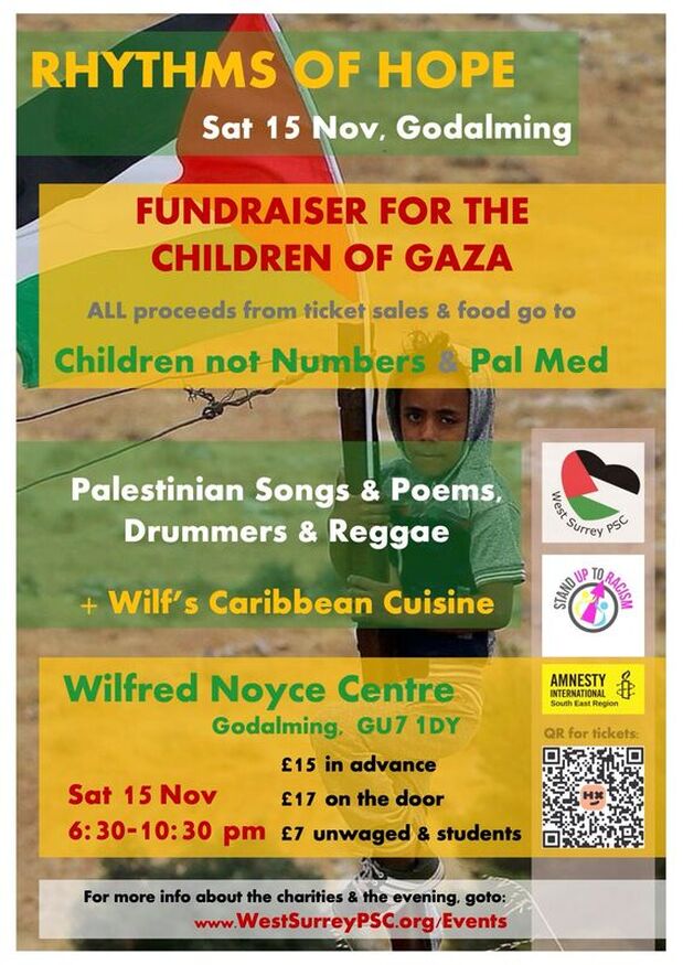 We are pleased to announce this big fundraiser concert for Saturday 15th November in Godalming at the Wilfred Noyce Centre.
Last year's event was a wonderful evening for all with fantastic music and food.  We trust this year's will be even better - book your ticketsd now!