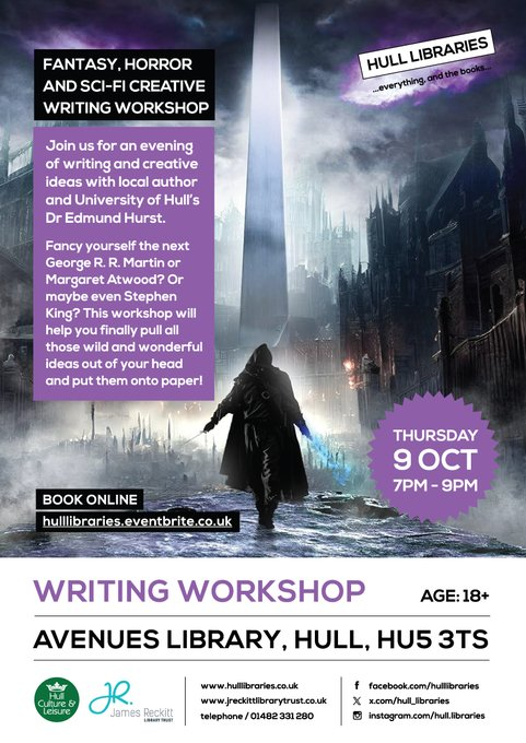 Fantasy, horror and sci-fi writing workshop coming soon to Avenues Library!
eventbrite.co.uk/e/fantasy-horr…