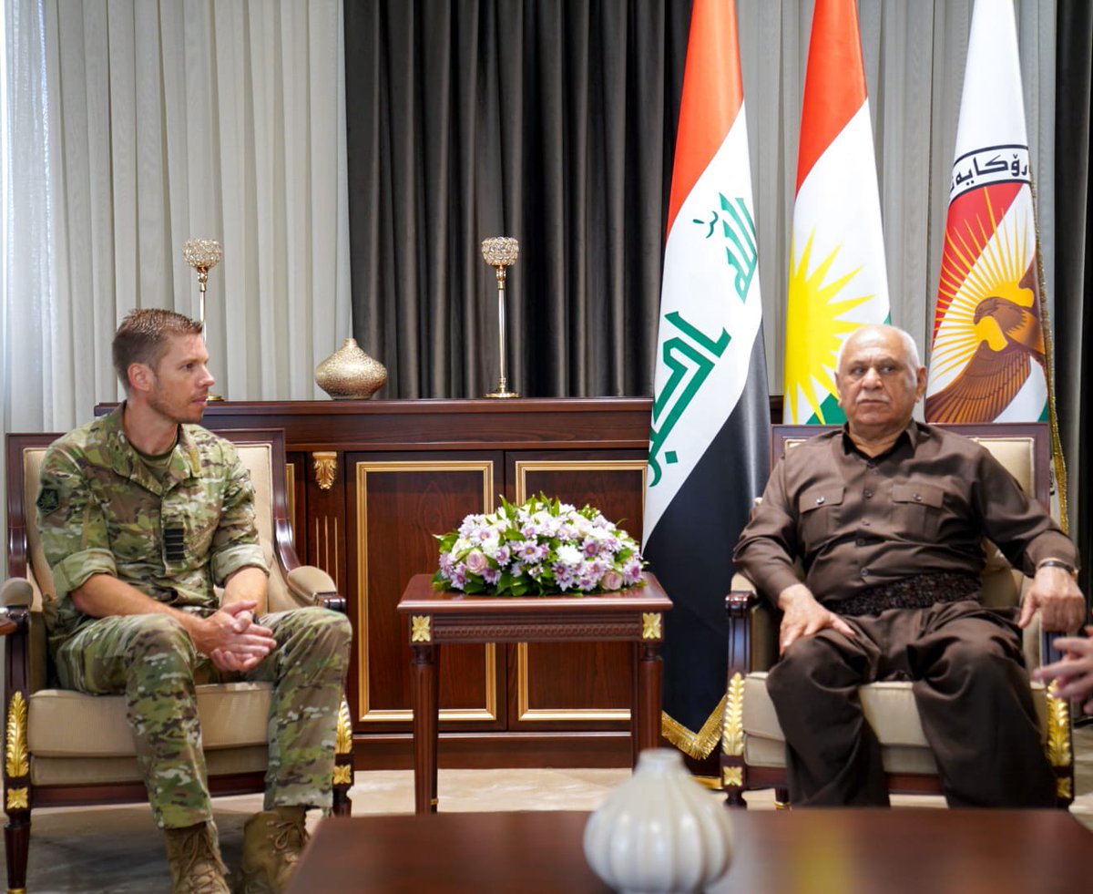 SheikhJaafarSh1's tweet photo. Met with Dutch Military Advisor to the MoPA, Col. Arjen Buma. We discussed in detail the ongoing Peshmerga reform process focusing on unification, institutional capacity, training, and sustainable progress. NL remains a key partner in supporting a strong, &amp; professional Peshmerga https://t.co/Pps1IXBrfH