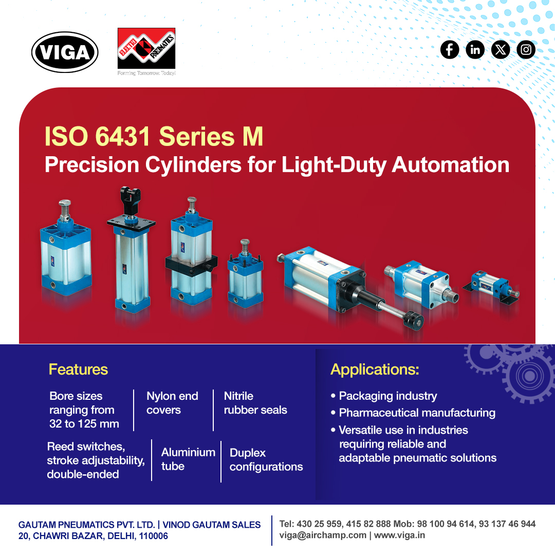 vigadotin's tweet photo. ⚙️ Precision That Powers Industries! 

Introducing ISO 6431 Series M Cylinders – designed for light-duty #automation with accuracy, #reliability, and adaptability.  

#VIGA #Electropneumatics #AutomationSolutions #Pneumatics #EngineeringExcellence #SmartManufacturing #MadeInIndia https://t.co/ueUe7UoIYo