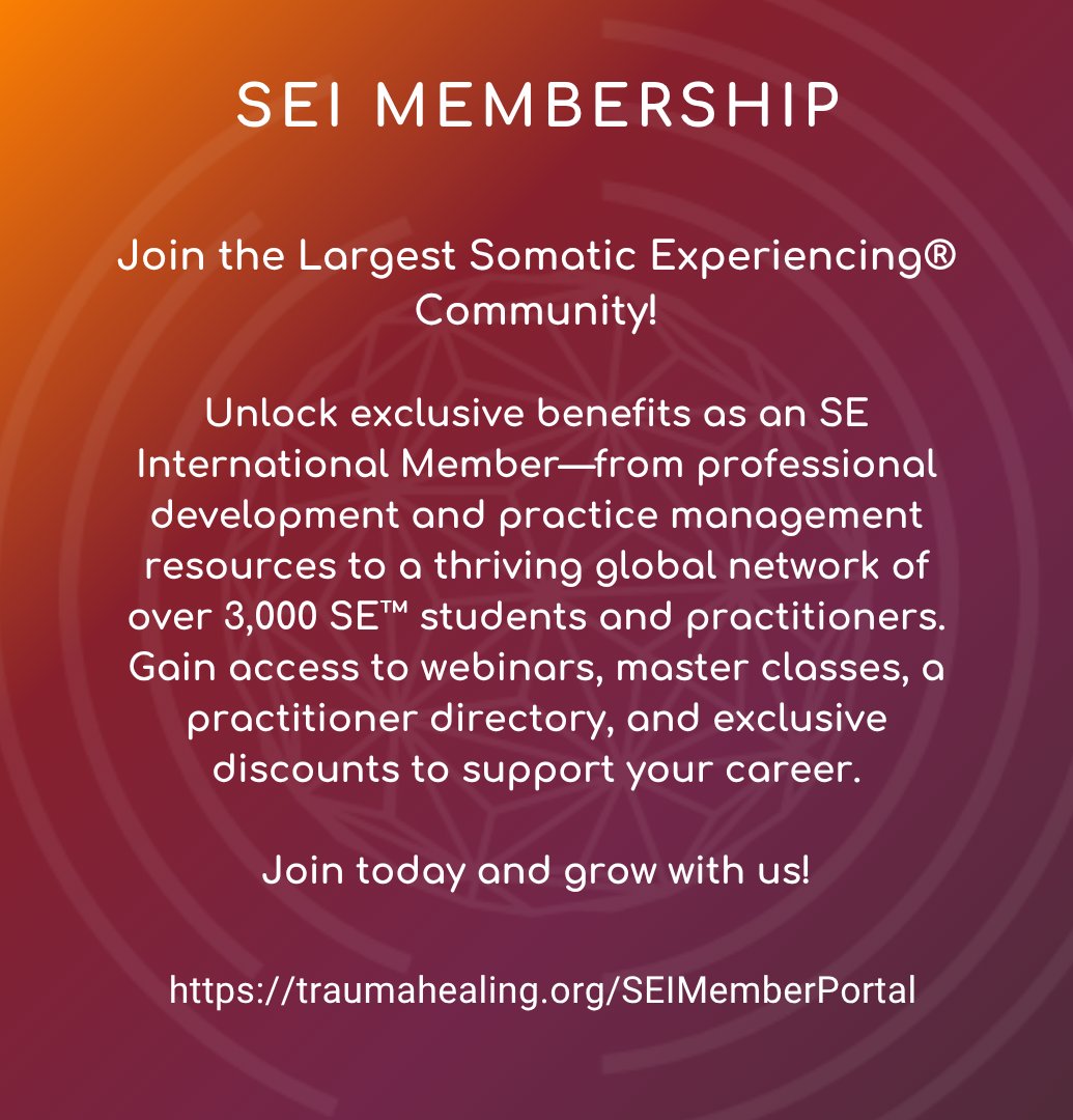 Somatic_Exp_Int's tweet image. Unfreezing the Fawn: Working with Appeasement Patterns in Somatic Experiencing®
Register Today: traumahealing.org/UnfreezingFawn…
#SomaticExperiencing #TraumaHealing #FawnResponse #SEWorkshop #NervousSystemSupport #SomaticTherapy #TherapistEducation #RelationalHealing #TraumaInformed