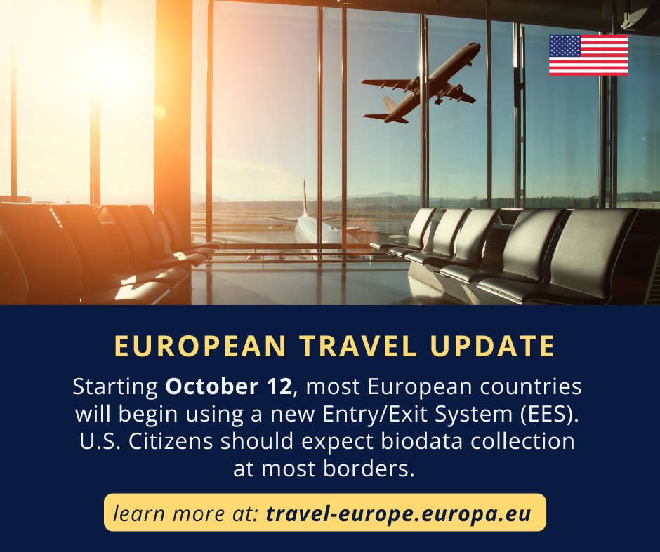 Attention! Effective October 12: U.S. citizens traveling to most European countries should expect to have their biodata digitally collected upon arrival and departure. Please see the European Union’s website for more info: travel-europe.europa.eu/en/ees

Pozor! Od 12. októbra: Občania