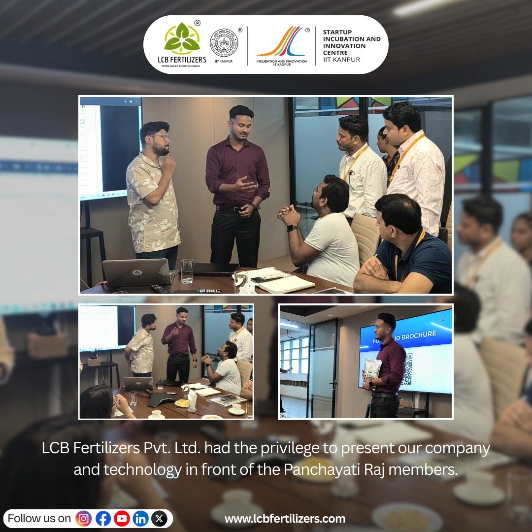 LCB Fertilizers Private Limited (@akshaysri35) on Twitter photo Thrilled to have Anurag Kumar present LCB Fertilizers' innovative tech to Panchayati Raj members at IIT Kanpur's SIIC. Part of IIT-Kanpur's groundbreaking training for grassroots leaders. 
#LCBFertilizers #Innovation #AgricultureTech #IITKanpur #PanchayatiRaj Thrilled to have Anurag Kumar present LCB Fertilizers' innovative tech to Panchayati Raj members at IIT Kanpur's SIIC. Part of IIT-Kanpur's groundbreaking training for grassroots leaders. 
#LCBFertilizers #Innovation #AgricultureTech #IITKanpur #PanchayatiRaj