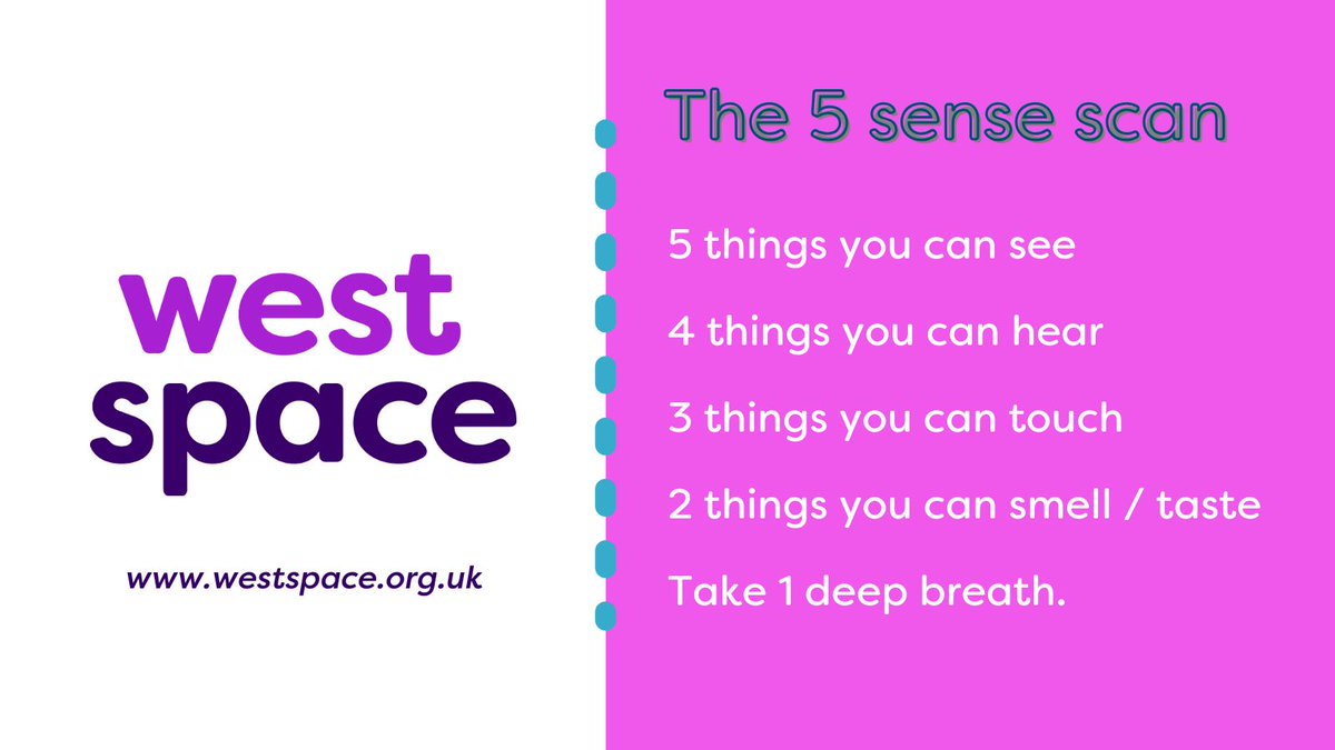 As the leaves change 🍂, try a 5 Sense Scan to feel grounded. Notice what you can see, hear, touch, smell &amp; taste this season. Do you feel calmer?

More mindfulness ideas 👉 westspace.org.uk/self-help/tips…