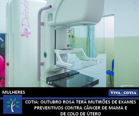 portal_viva's tweet image. Cotia: Outubro Rosa terá mutirões de exames preventivos contra câncer de mama e de colo de útero. Ações acontecem nos dias 4, 11 e 18/10 com coleta de Papanicolaou, mamografia e atualização vacinal. Veja em portalviva.com.br/noticia/cotia-… #exames #mulheres #OUTUBROROSA #câncer