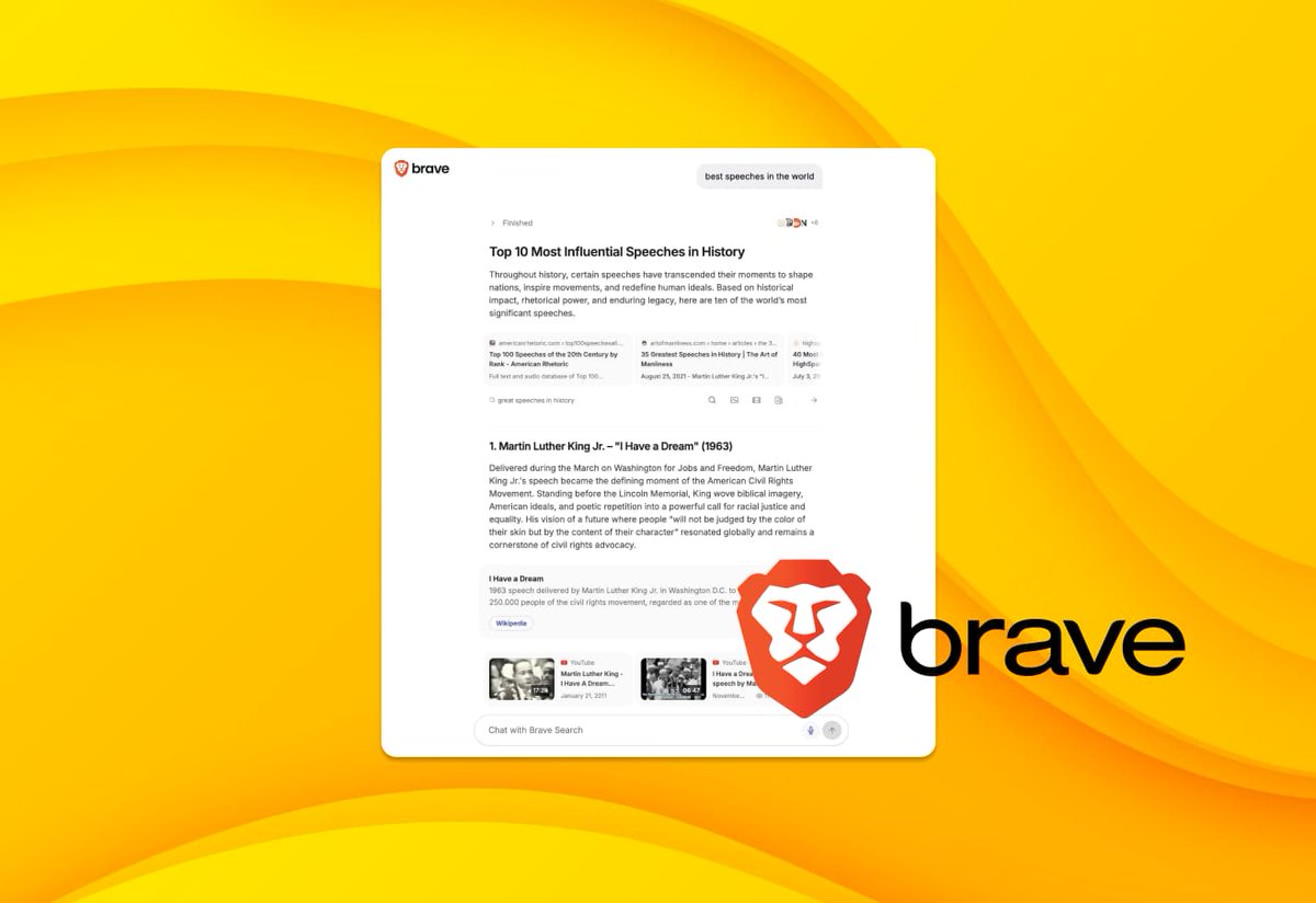 Ask Brave fusionne IA conversationnelle &amp; search web en temps réel, avec 95 % de précision… et la confidentialité en prime.  

+ d’infos ici 👉 abondance.com/20250930-15020…