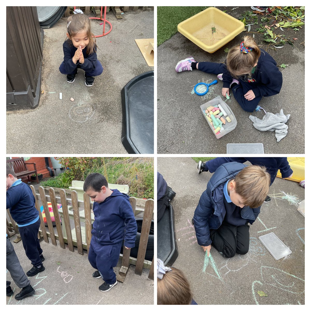 MrsES_Thatto's tweet photo. Some mark making outside today. #ThattoPrim_Butterflies https://t.co/cZe6jLyw5l