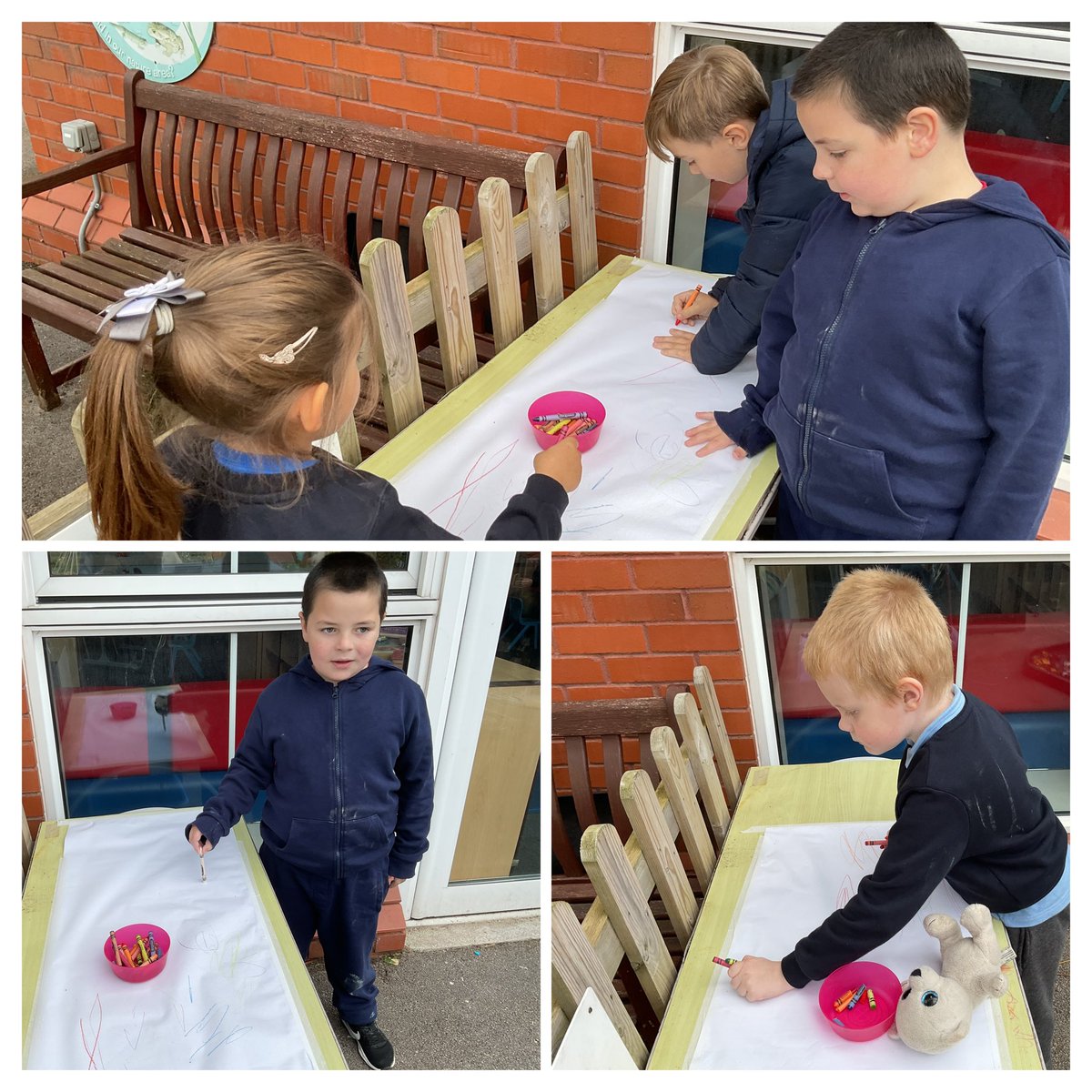 MrsES_Thatto's tweet photo. Some mark making outside today. #ThattoPrim_Butterflies https://t.co/cZe6jLyw5l